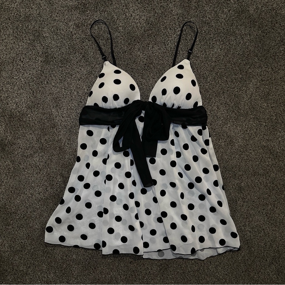 Ambrielle Polka-Dot Sheer Padded Chemise